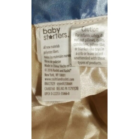 Baby Starters Teddy Bear Lovey Security Blanket Rattle Unbearably Cute Blue Tan - Picture 2 of 6